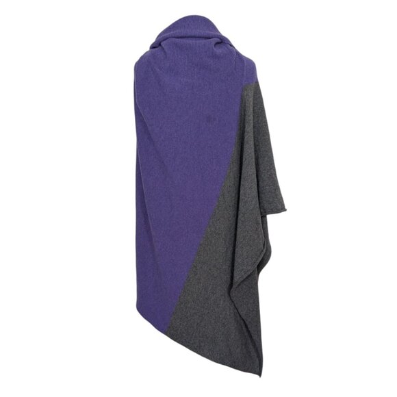 McCulleys 100% Cashmere Cape Womens One Size Purple Gray Knit Asymmetrical - Picture 8 of 10